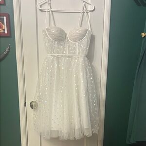 Custom Teuta Matoshi Knee-length Iridescent Heart Tulle Corset Dress - Size: S/4